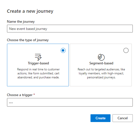 Create a trigger-based journey screenshot.