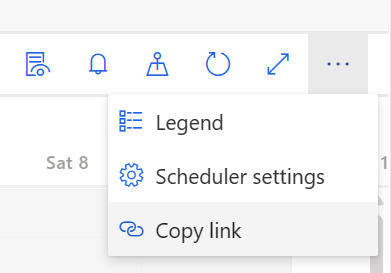 Screenshot of the Copy link option on the schedule board.